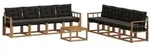 vidaXL Outdoor-Sofagarnitur mit Kissen 9 pcs Nat&uuml;rlich und Schwarz