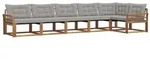 vidaXL Outdoor-Sofagarnitur mit Kissen 6 pcs Nat&uuml;rlich und Hellgrau