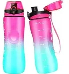 Wasserflasche Motivations Zeitmarkierung Tritan 750 ml Lila gr&uuml;n