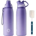 Trinkflasche Edelstahl Magnetdeckel BPAfrei Auslaufsicher Lila 1000 ml