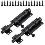 2 St&uuml;ck T&uuml;rriegel 160mm Edelstahl Schwarz mit Vorh&auml;ngeschlossloch