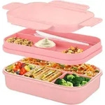 Lunchbox Bentobox 2000ml F&auml;cher Auslaufsicher Besteck Rose