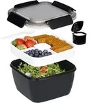 Lunchbox Bento Auslaufsicher 3 F&auml;cher Salatbeh&auml;lter 1500 ML Schwarz