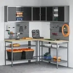 vidaXL 10-tlg. Werkzeugbank-Set Schwarz Holzwerkstoff und Metall