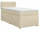 vidaXL Boxspringbett mit Matratze mit Kopfteil Creme 90 x 200 cm Stoff