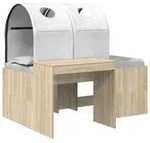 vidaXL Bett mit Tunnel 3 Stk. Artisian Eiche und Wei&szlig; Holzwerkstoff
