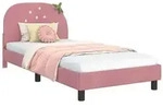 vidaXL Kinderbettgestell mit Kopfteil Rosa 90 x 190 cm Samt