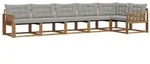 vidaXL Outdoor-Sofagarnitur mit Kissen 6 pcs Nat&uuml;rlich und Hellgrau