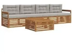 vidaXL Outdoor-Sofagarnitur mit Kissen 5 pcs Nat&uuml;rlich und Hellgrau