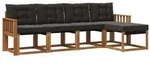 vidaXL Outdoor-Sofagarnitur mit Kissen 5 pcs Nat&uuml;rlich und Schwarz