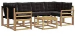 vidaXL Outdoor-Sofagarnitur mit Kissen 7 pcs Wei&szlig; und Schwarz