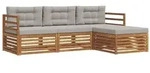 vidaXL Outdoor-Sofagarnitur mit Kissen 4 pcs Nat&uuml;rlich und Hellgrau