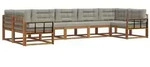 vidaXL Outdoor-Sofagarnitur mit Kissen 7 pcs Nat&uuml;rlich und Hellgrau
