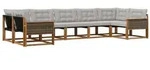 vidaXL Outdoor-Sofagarnitur mit Kissen 7 pcs Nat&uuml;rlich und Hellgrau