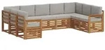 vidaXL Ecksofa Set 9 pcs Nat&uuml;rlich und Hellgrau Massivholz Akazie