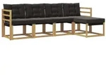 vidaXL Outdoor-Sofagarnitur mit Kissen 5 pcs Wei&szlig; und Schwarz
