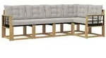 vidaXL Outdoor-Sofagarnitur mit Kissen 5 pcs Wei&szlig; und Hellgrau