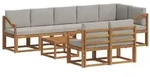 vidaXL Outdoor-Sofagarnitur mit Kissen 9 pcs Nat&uuml;rlich und Hellgrau