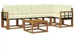 vidaXL Outdoor-Sofagarnitur mit Kissen 6 pcs Natur und Creme
