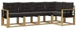 vidaXL Outdoor-Sofagarnitur mit Kissen 5 pcs Wei&szlig; und Schwarz