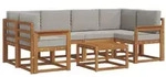 vidaXL Outdoor-Sofagarnitur mit Kissen 7 pcs Nat&uuml;rlich und Hellgrau