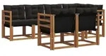 vidaXL Outdoor-Sofagarnitur mit Kissen 7 pcs Nat&uuml;rlich und Schwarz