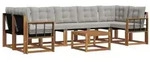 vidaXL Outdoor-Sofagarnitur mit Kissen 8 pcs Nat&uuml;rlich und Hellgrau