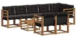 vidaXL Outdoor-Sofagarnitur mit Kissen 9 pcs Nat&uuml;rlich und Schwarz