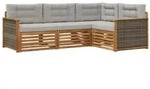 vidaXL Outdoor-Sofagarnitur mit Kissen 4 pcs Nat&uuml;rlich und Hellgrau