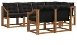 vidaXL Outdoor-Sofagarnitur mit Kissen 7 pcs Nat&uuml;rlich und Schwarz