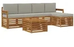 vidaXL Outdoor-Sofagarnitur mit Kissen 6 pcs Nat&uuml;rlich und Hellgrau