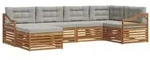 vidaXL Outdoor-Sofagarnitur mit Kissen 6 pcs Nat&uuml;rlich und Hellgrau