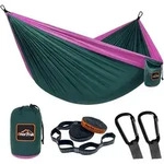 H&auml;ngematte Camping Fallschirm Nylon Dunkelgr&uuml;n & Fuchsia 300 x 200 cm