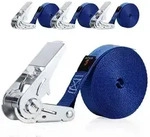Spanngurt mit Ratsche 6m x 25mm, 4 St&uuml;ck, Blau, 1800kg Bruchlast
