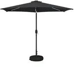 vidaXL Gartenparasol mit LED-Lichtern und Sockel 3 x 3 m Polyester