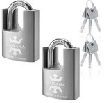 Vorh&auml;ngeschloss Edelstahl 40mm gleichschlie&szlig;end 2er-Pack mit 6 Schl&uuml;sseln