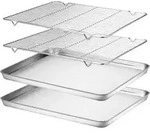 Backblech Abk&uuml;hlgitter Edelstahl Gro&szlig; 40.5x30.5x2.5cm - Set zum Backen