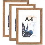 Bilderrahmen Holz A4 Passepartout 3er Set Wandmontage braun A4-3P