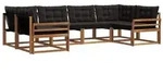 vidaXL Outdoor-Sofagarnitur mit Kissen 6 pcs Nat&uuml;rlich und Schwarz