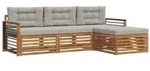 vidaXL Outdoor-Sofagarnitur mit Kissen 4 pcs Nat&uuml;rlich und Hellgrau
