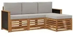vidaXL Outdoor-Sofagarnitur mit Kissen 4 pcs Nat&uuml;rlich und Hellgrau