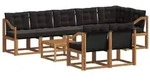 vidaXL Outdoor-Sofagarnitur mit Kissen 9 pcs Nat&uuml;rlich und Schwarz