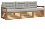 vidaXL Outdoor-Sofagarnitur mit Kissen 3 pcs Nat&uuml;rlich und Hellgrau