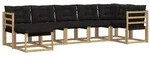 vidaXL Outdoor-Sofagarnitur mit Kissen 7 pcs Wei&szlig; und Schwarz