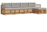 vidaXL Outdoor-Sofagarnitur mit Kissen 5 pcs Nat&uuml;rlich und Hellgrau