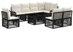 vidaXL Gartensofa-set 9 stk. Schwarz und Cremewei&szlig; Poly-Rattan