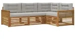 vidaXL Outdoor-Sofagarnitur mit Kissen 4 pcs Nat&uuml;rlich und Hellgrau