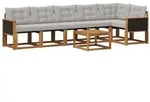 vidaXL Outdoor-Sofagarnitur mit Kissen 7 pcs Nat&uuml;rlich und Hellgrau