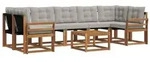 vidaXL Outdoor-Sofagarnitur mit Kissen 8 pcs Nat&uuml;rlich und Hellgrau