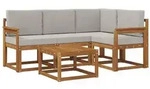 vidaXL Outdoor-Sofagarnitur mit Kissen 5 pcs Nat&uuml;rlich und Hellgrau